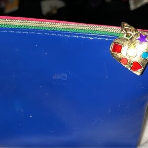 Ipsy Blue Cosmetic Bag with Colorful Heart Charm